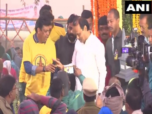 Maharashtra Deputy Chief Minister Ajit Pawar paying his tribute at Koregaon Bhima war memorial on Wednesday. Photo/ANI