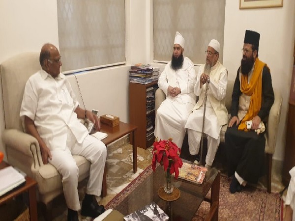 A delegation of spiritual leaders meeting with NCP chief Sharad Pawar in Mumbai, Maharashtra  on Saturday. 