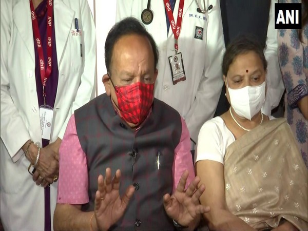 Union Health Minister Harsh Vardhan addressing press conference after getting Covaxin. (Photo/ANI)