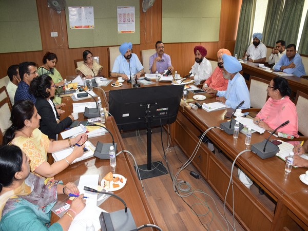 Punjab Health & Family Welfare Minister Balbir Singh Sidhu in meeting with officials at Chandigarh on Saturday