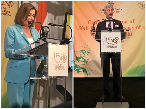 Speaker of US House of Representatives Nancy Pelosi and EAM Jaishankar speaking at an an event at the historic Library of Congress on Wednesday.