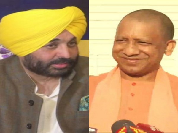 AAP leader Bhagwant Mann and UP CM Yogi Adityanath (Photo/ANI)