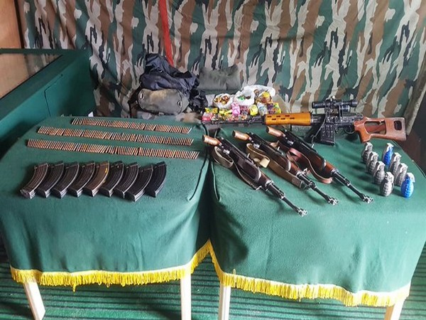 3 AK rifles, a sniper rifle, 8 grenades & other warlike stores were recovered. (Photo courtesy: Chinar Corps)
