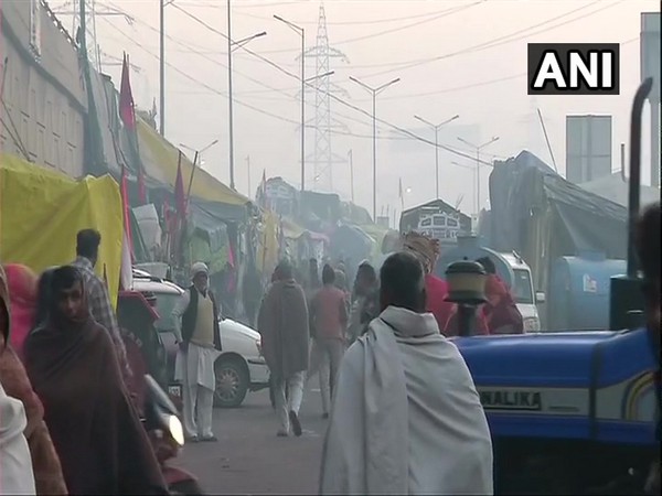 A visual from protest site at Ghazipur border. (Photo/ANI)