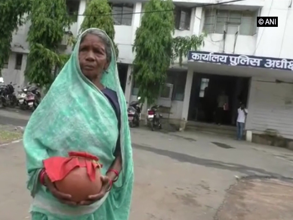 Ratni Baiga outside the office of Ispector General on Thursday. Photo/ANI