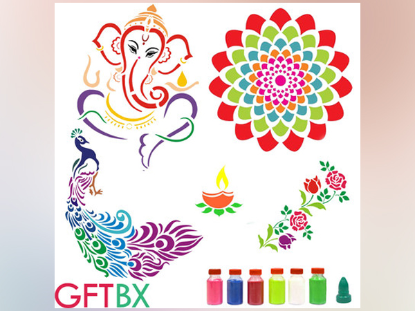 Diwali Rangoli Stencils Combos with Colors by GFTBX
