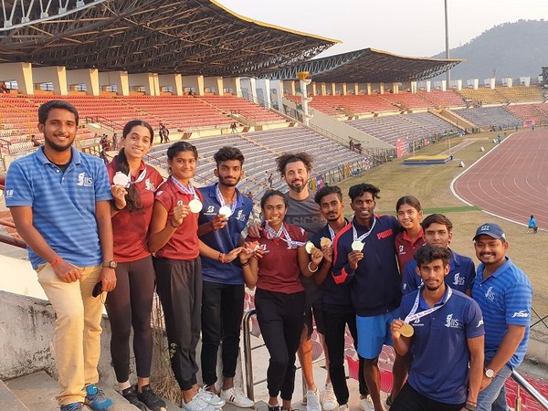 L-R Bala Chaitanya (Coach), Sharvari Parulekar, Pavana Nagraj, Jeswin Aldrin, Unnathi Aiyappa, Antony Yaich (Coach), Darshan Shaktivel, Praveen Chithravel, Pranjali Patil, Sonu Yadav, Yashwanth Kumar