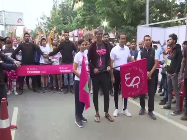 Pinkathon held in Guwahati on women empowerment. Photo/ANI
