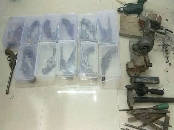 The cache of weapons recovered by police from the illegal arms factory. Photo/ANI
