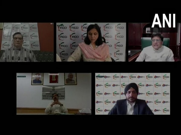 Union Minister Piyush Goyal interacting in video conference at at India Virtual FMCG Supply Chain Expo 2020. 