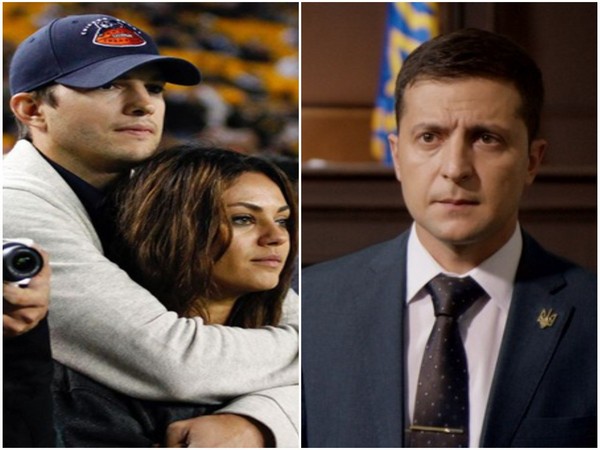 Ashton Kutcher, Mila Kunis, Ukrainian President Volodymyr Zelenskyy (Image source: Twitter)