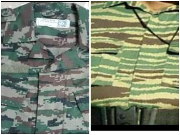 New Army combat pattern uniform (L) and LTTE uniform (R)
