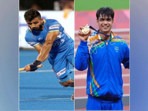India hockey captain Manpreet Singh (Photo/ Hockey India) and Gold medallist Neeraj Chopra (Photo/ Neeraj Chopra Twitter) 