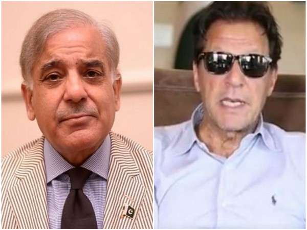 (L) Pakistan Prime Minister Shehbaz Sharif, Former Pak PM Imran Khan (R) 
