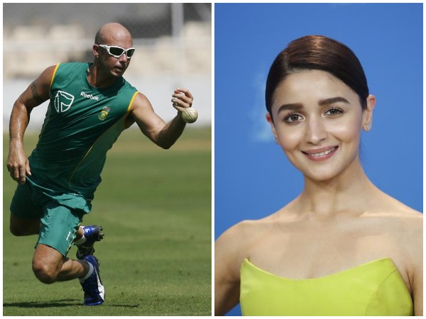 Herschelle Gibbs (L) and Alia Bhatt (R)