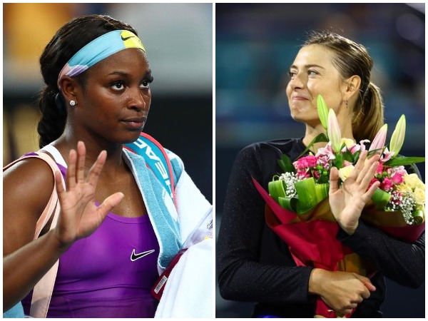 Sloane Stephens (L) and Maria Sharapova (R)