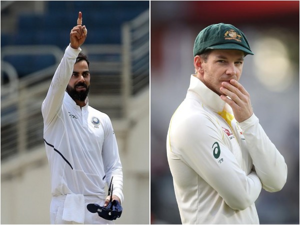 India skipper Virat Kohli (L) and Australia captain Tim Paine (R)