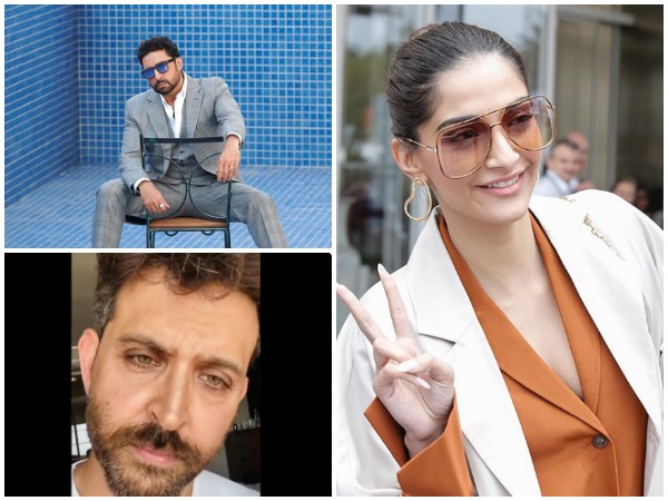 Actors Sonam Kapoor, Abhishek Bachchan, and Hrithik Roshan (Image courtesy: Instagram)