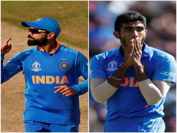 India skipper Virat Kohli (L) and pacer Jasprit Bumrah (R)