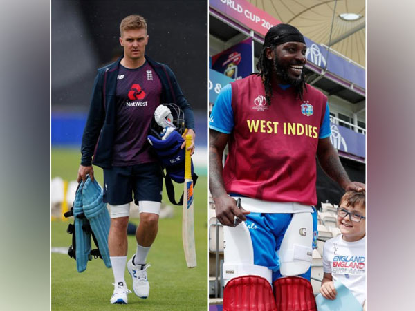 England opener Jason Roy (L) and Windies opener Chris Gayle (R)