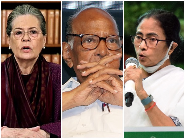 Opposition leaders Sonia Gandhi, Sharad Pawar and Mamata Banerjee.