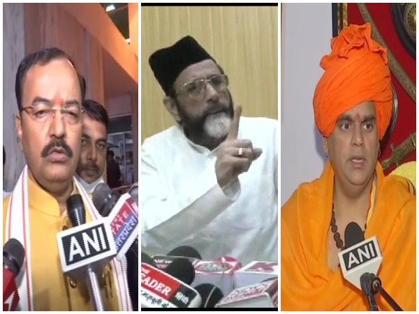 UP deputy CM Keshav Prasad Maurya, Tauqir Raza and Swami Chakrapani (Photo/ANI)