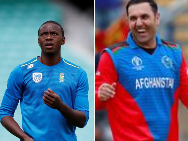 (L-R) South Africa's pacer Kagiso Rabada and Afghanistan's all-rounder Mahammad Nabi