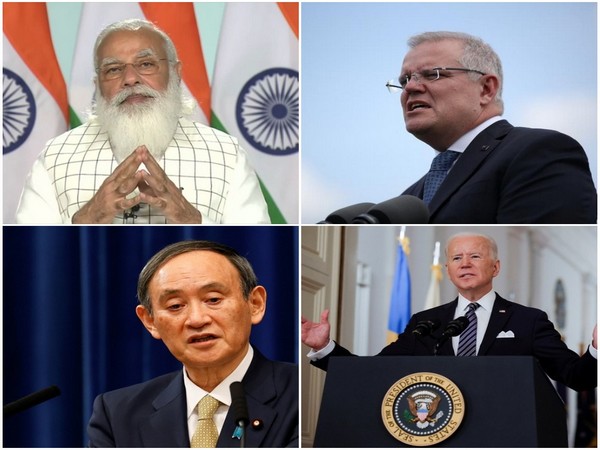 (Clockwise from the left) Prime Narendra Modi, Australia Prime Minister Scott Morrison, Japan Prime Minister Yoshihide Suga and US President Joe Biden