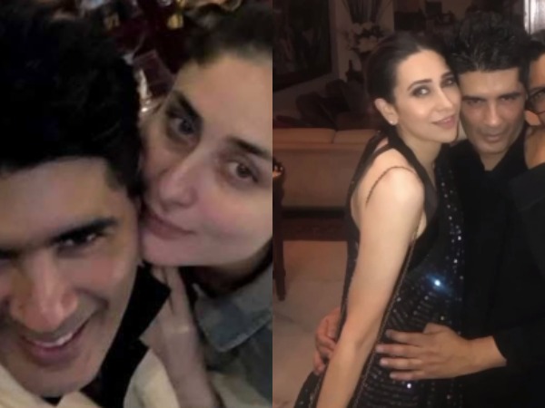 Celebrity sisters Kareena and Karisma Kapoor with fashion designer Manish Malhotra (Image Source: Instagram)