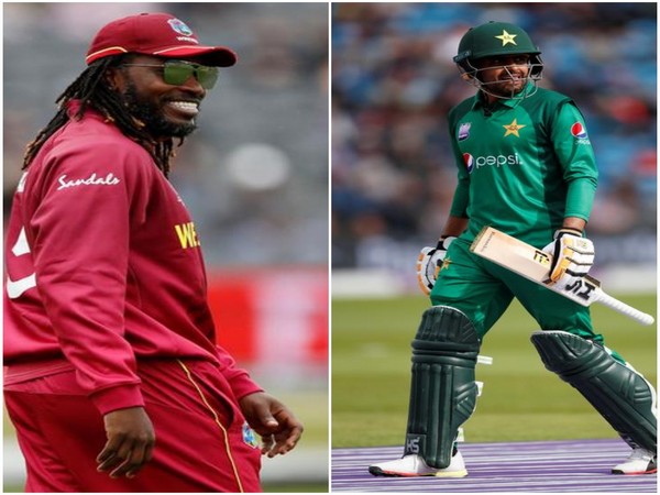 Chris Gayle (L) and Babar Azam (R)