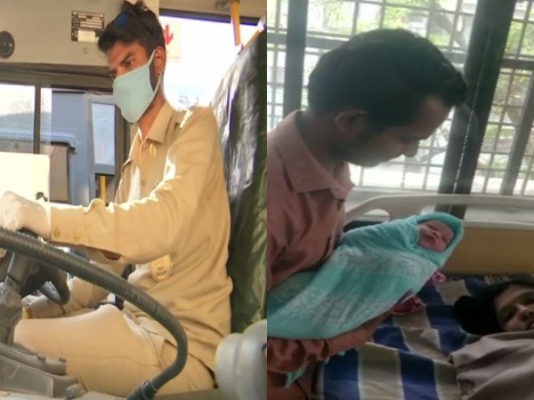 PMPML bus driver Feroz Khan (left) and the woman with her baby girl (right).