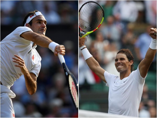 Roger Federer (L) and Rafael Nadal (R)