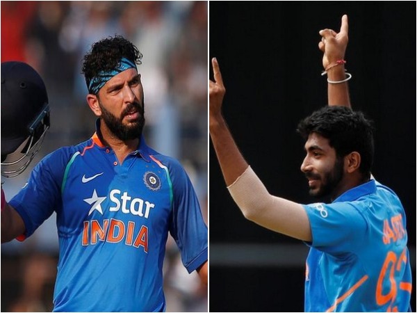 Yuvraj Singh (L) and Jasprit Bumrah (R)