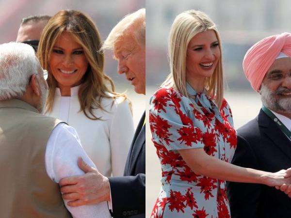 US's first lady Melania Trump and President Donald Trump's daughter Ivanka Trump at Ahmedabad airport 