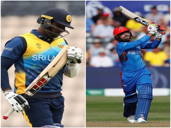 Sri Lanka's Angelo Mathews and Afghanistan's Rashid Khan