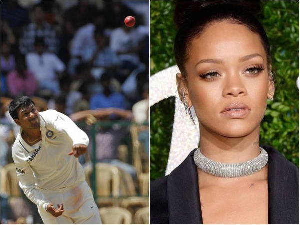 Pragyan Ojha (L) and Rihanna (R)