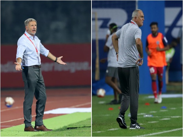 Odisha FC coach Suart Baxter (L) and Jamshedpur FC coach Owen Coyle (R)