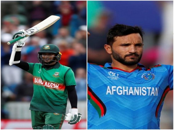 Bangladesh's all-rounder Shakib Al Hasan and Afghanistan's skipper Gulbadin Naib (L-R)
