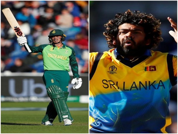 South African opener Quinton de Kock (R) and Sri Lankan pacer Lasith Malinga (L)