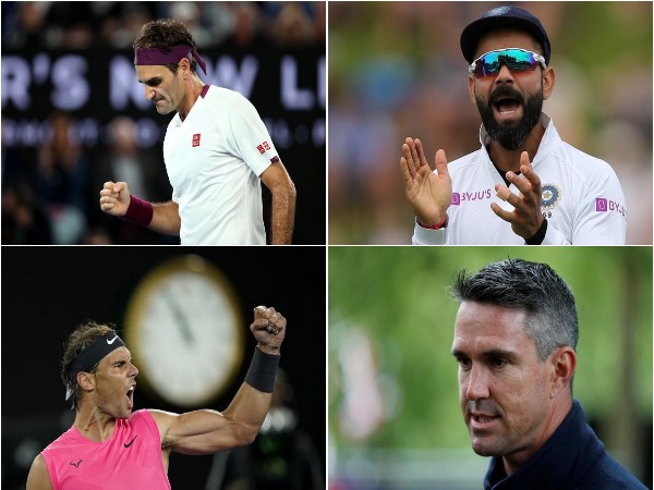Roger Federer, Virat Kohli, Rafael Nadal and Kevin Pietersen 