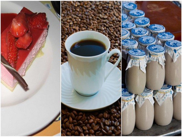 Representational Image of strawberry mousse, coffee and packed yoghurt