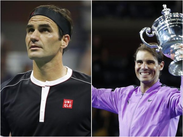 Roger Federer (L) and Rafael Nadal (R)