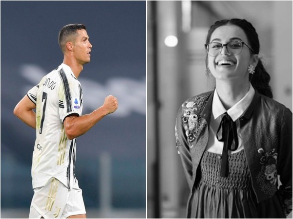 Cristiano Ronaldo (L) and Taapsee Pannu (R)