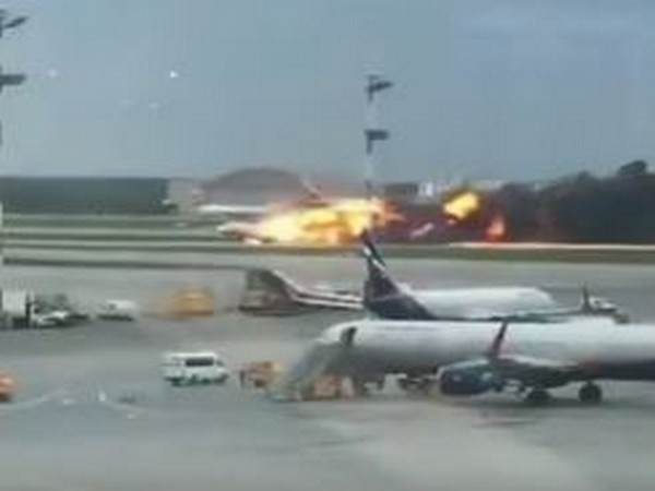 Massive fire broke out on a Russian passenger plane during an emergency landing on Sunday (courtesy: Russia Today twitter)