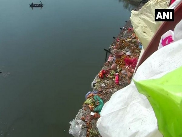 Visuals from the Yamuna Ghat on Wednesday. Photo/ANI