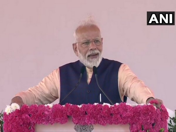 Prime Minister Narendra Modi addressing people near Statue of Unity in Gujarat.