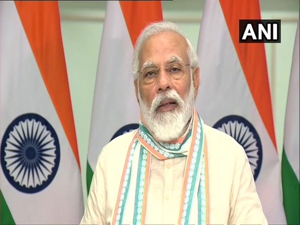 Prime Minister Narendra Modi at the launch of Atma Nirbhar Uttar Pradesh Rojgar Abhiyan. [Photo/ANI]