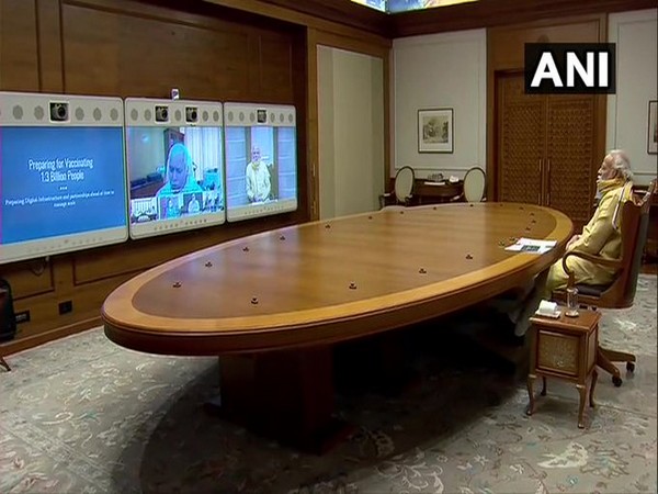 Prime Minister Narendra Modi attending the meeting on Tuesday. 