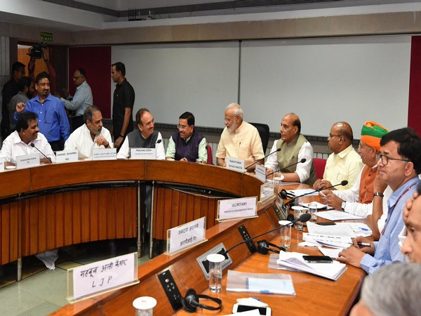 Prime Minister Narendra Modi and other leaders at all-party meeting in New Delhi on Sunday. (Picture courtesy: Twitter handle of PM)