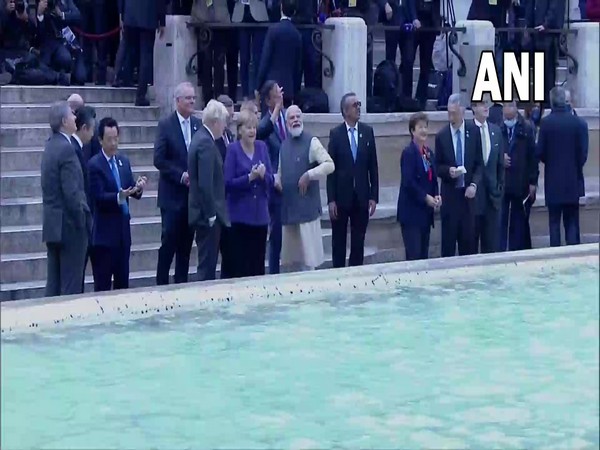 Prime Minister Narendra Modi at the iconic Trevi Fountain in Italy.